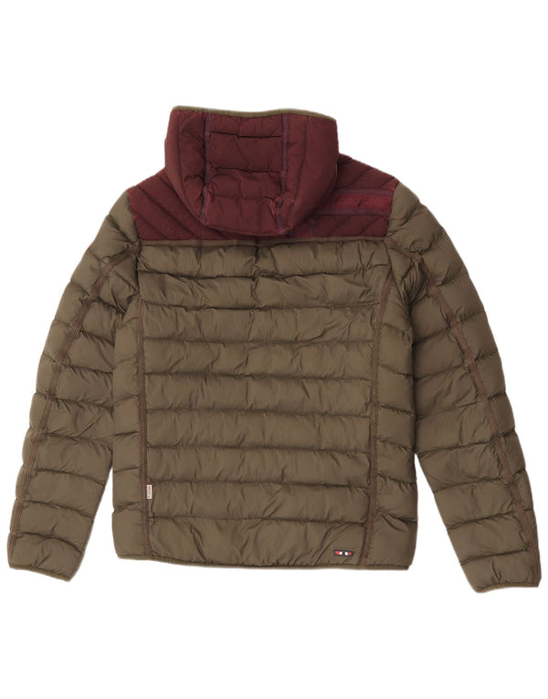 Napapijri Chaqueta acolchada con capucha para hombre UK 38 Medium Khaki Colorblock
