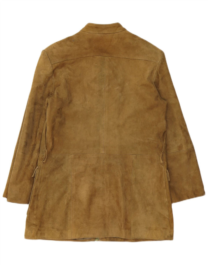 Vintage mujer ante chaqueta Reino Unido 14 cuero marrón medio