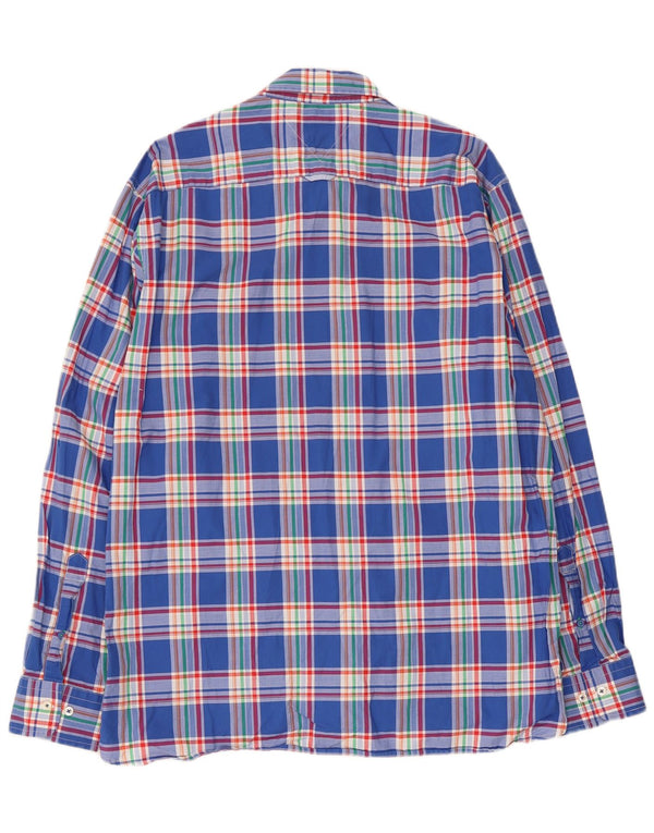 Tommy Hilfiger Camisa Custom Fit XL de algodón a cuadros azules para hombre