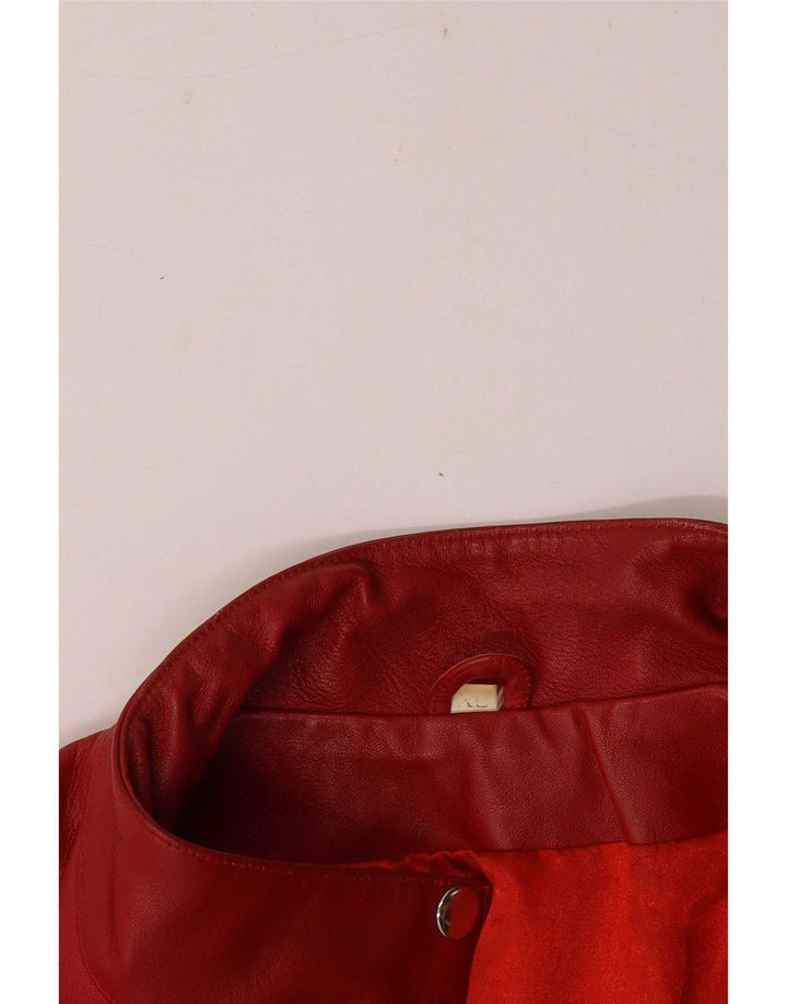 Vintage mujer crop chaqueta de cuero Reino Unido 18 XL rojo