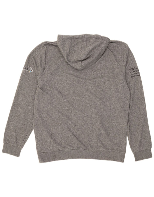 Puma Jersey con capucha gráfica para hombre de algodón moteado gris grande