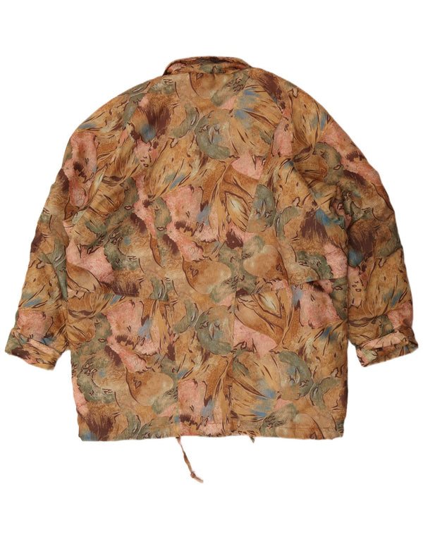 Vintage mujer cortavientos abrigo Reino Unido 20 2XL poliéster floral multicolor