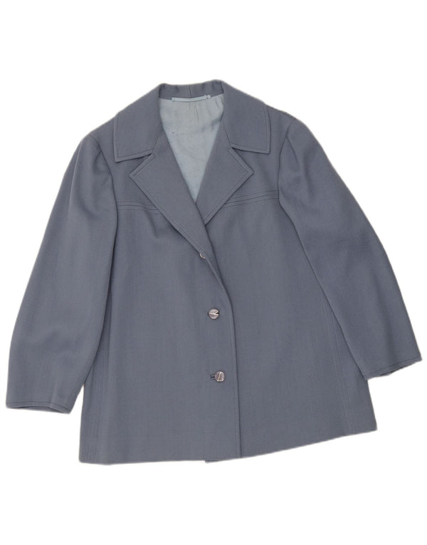 Vintage mujer 3 botones Blazer chaqueta Reino Unido 14 azul medio