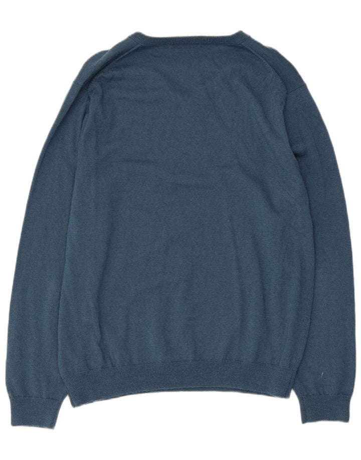 J. Crew Jersey con cuello en V para hombre de lana merino azul grande