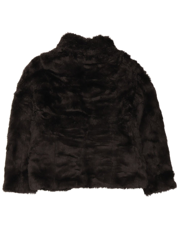 Topshop Chaqueta de piel sintética para mujer UK 10 Small Acrílico negro