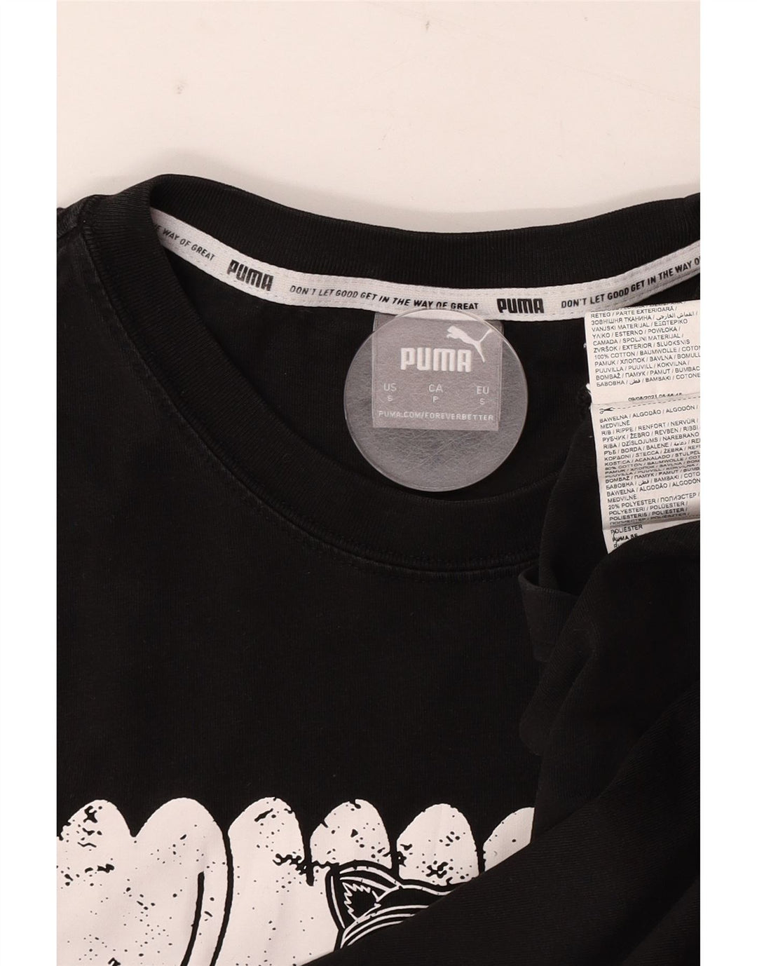 Puma - Camiseta gráfica para hombre, talla pequeña, algodón negro