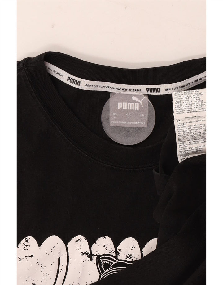 Puma - Camiseta gráfica para hombre, talla pequeña, algodón negro