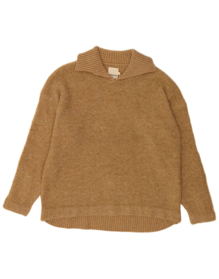 Indi & Cold Suéter tipo jersey de gran tamaño con cuello tipo polo para mujer UK 16 Lana beige grande