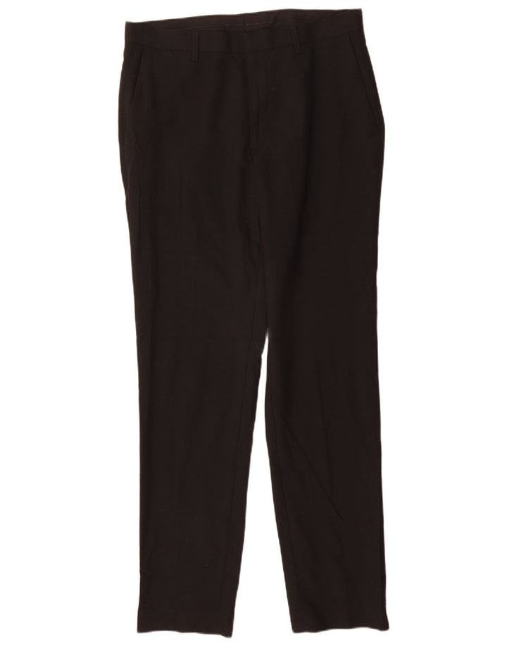 Marks & Spencer Pantalón de traje ajustado para hombre W32 L33 Poliéster negro