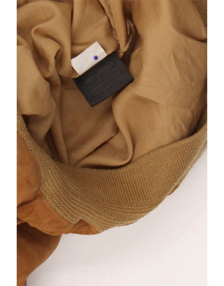 Vintage hombres ante bomber chaqueta IT 50 cuero marrón grande