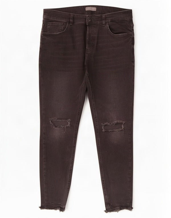 Zara Jeans ajustados desgastados para hombre EU 44 Large W34 L28 Algodón negro