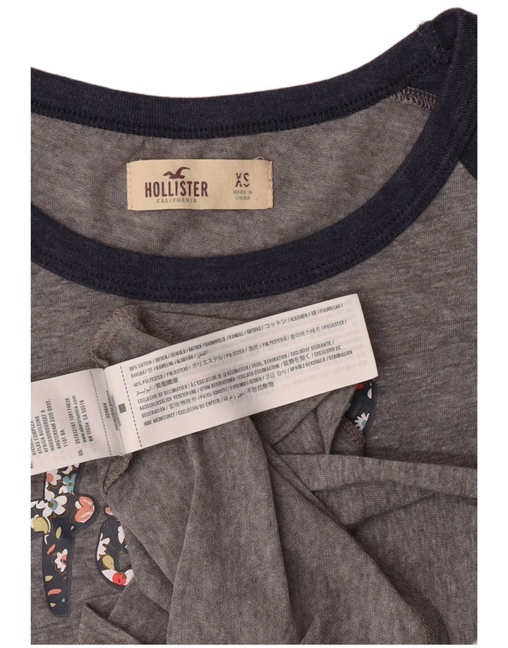 HOLLISTER Camiseta gráfica para mujer UK 6 XS Gris Colorblock Algodón