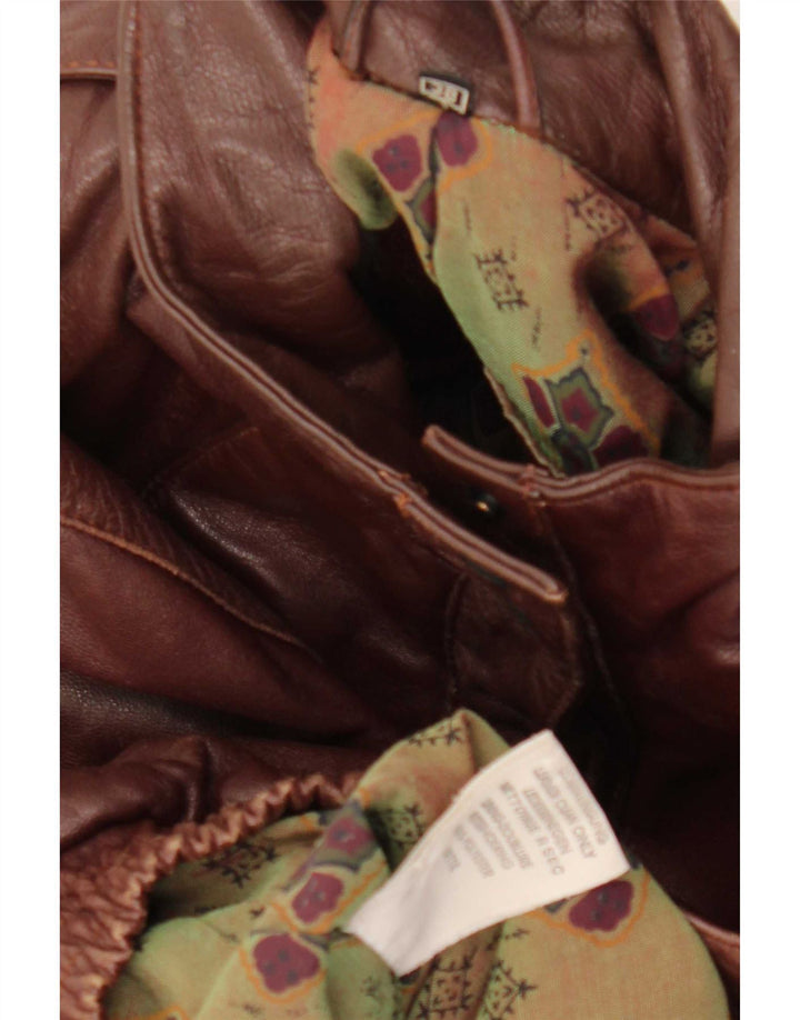 Vintage mujer chaqueta de cuero de gran tamaño EU 38 cuero marrón medio