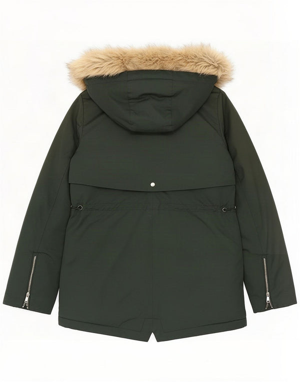 Zara Parka Sherpa con capucha Trafaluc para mujer UK 6 XS Verde