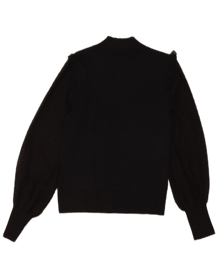 Topshop Suéter tipo jersey con cuello alto para mujer, talla M, viscosa negra, Reino Unido 42