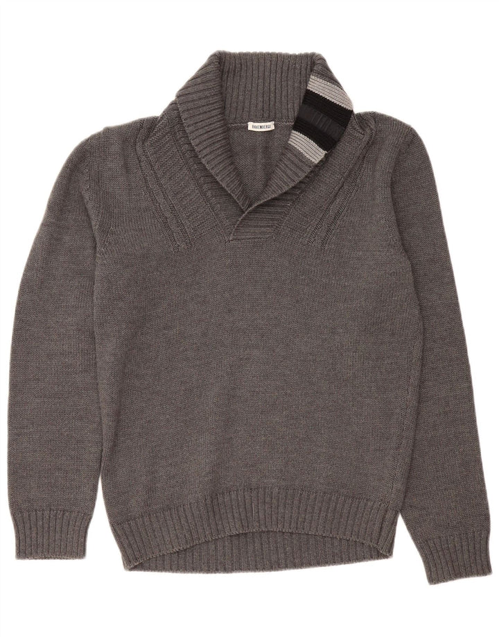 Bikkembergs Jersey con cuello tipo chal para hombre, talla grande, color gris, lana