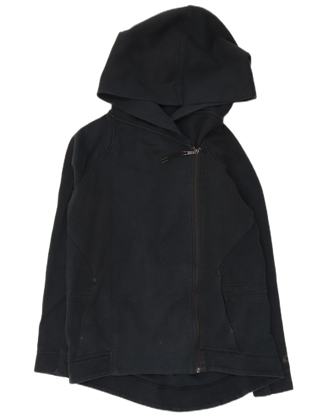 NIKE Suéter con capucha de gran tamaño con cremallera para mujer Reino Unido 10 Pequeño Algodón azul marino