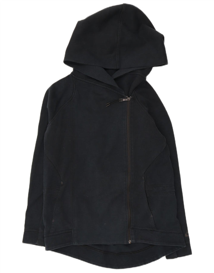 NIKE Suéter con capucha de gran tamaño con cremallera para mujer Reino Unido 10 Pequeño Algodón azul marino