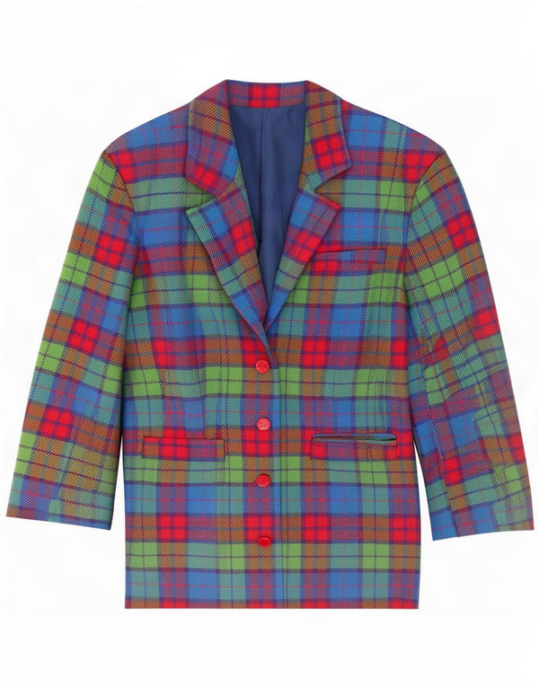 Vintage Womens 4 Button Blazer Jacket UK 12 Medium Multicoloured Plaid