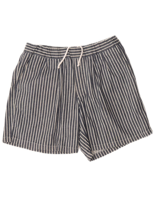 Zara Mens Sport Shorts Large W34 Algodón A Rayas Azul