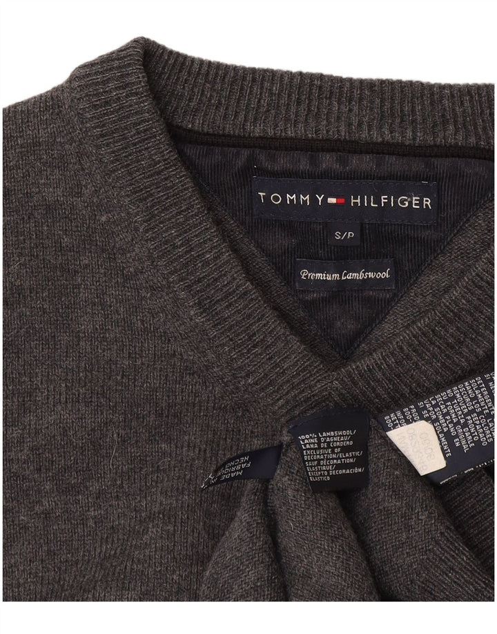 Tommy Hilfiger Jersey con cuello en V para hombre de lana de cordero gris pequeño