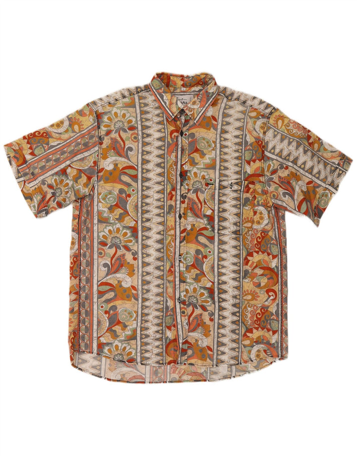Vintage hombres camisa de manga corta grande multicolor floral