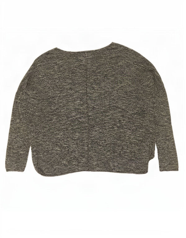 Zara Jersey de gran tamaño con cuello barco para mujer, talla 40, talla pequeña, color gris moteado