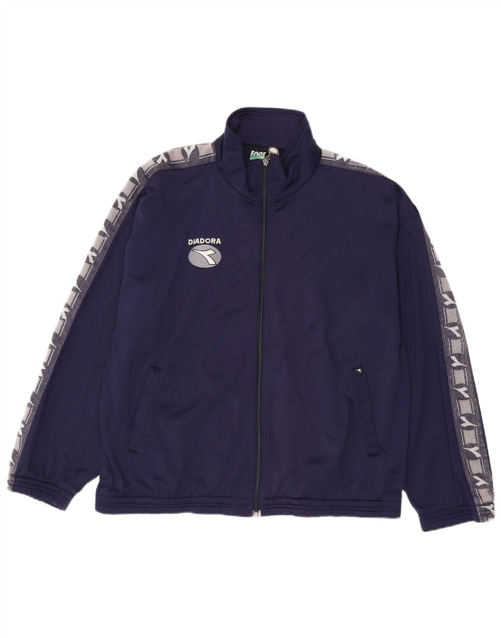 Diadora Mens Graphic Chándal Top Chaqueta UK 40 Mediano Azul Marino Poliéster