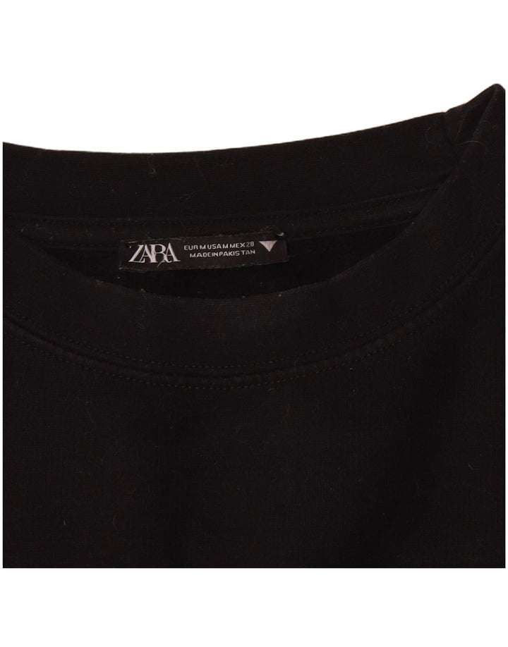 Zara Mujer Sudadera Jumper UK 44 Mediano Negro