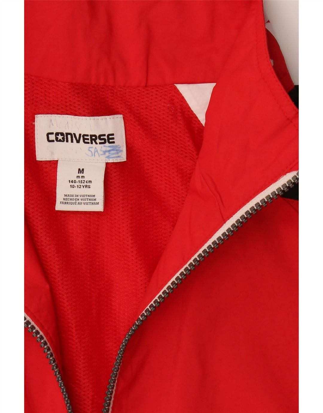 CONVERSE Girls Tracksuit Top Jacket 10-11 Years Medium  Red Colourblock Vintage Converse and Second-Hand Converse from Messina Hembry 