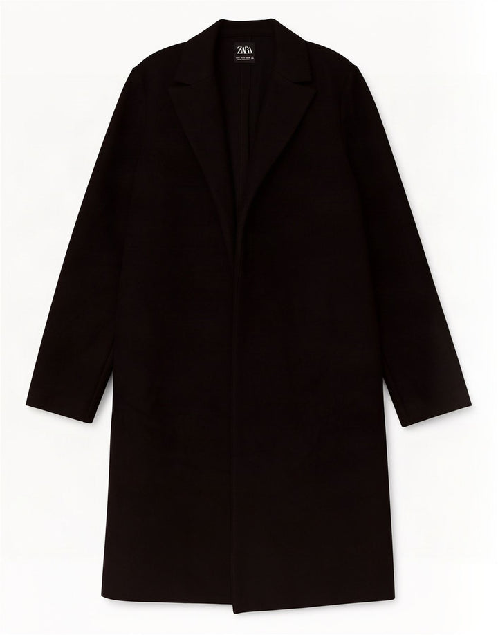 Zara Mujer Abrigo UK 10 Pequeño Poliéster Negro