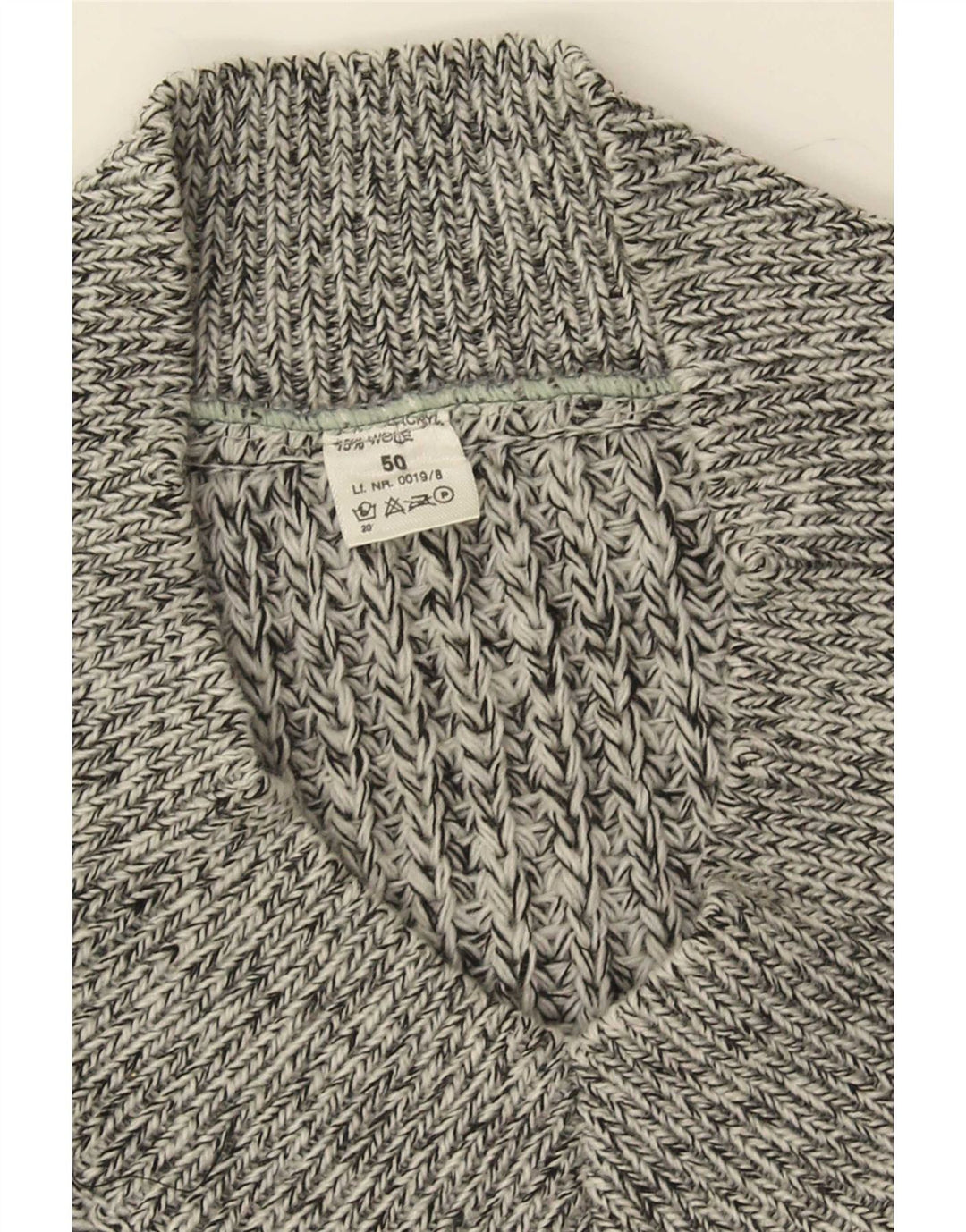 Vintage hombres V-cuello jumper suéter IT 50 gris medio moteado