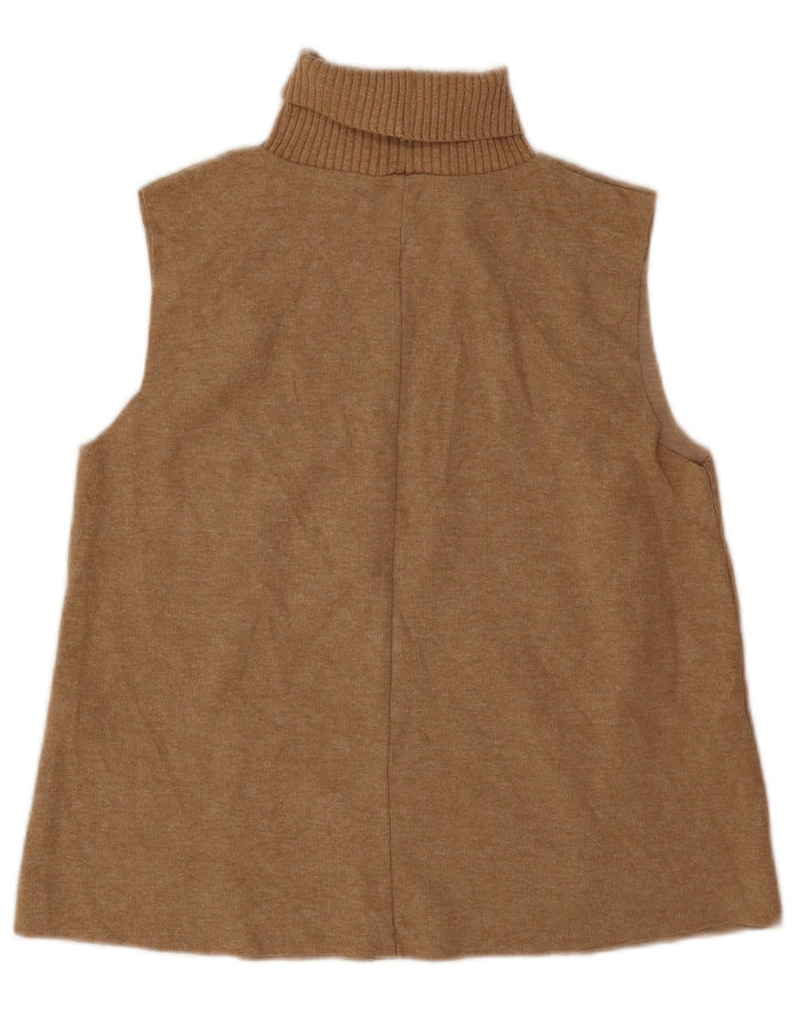 Zara Mujer Roll Neck Vest Tank Top UK 44 Medio Beige Poliéster