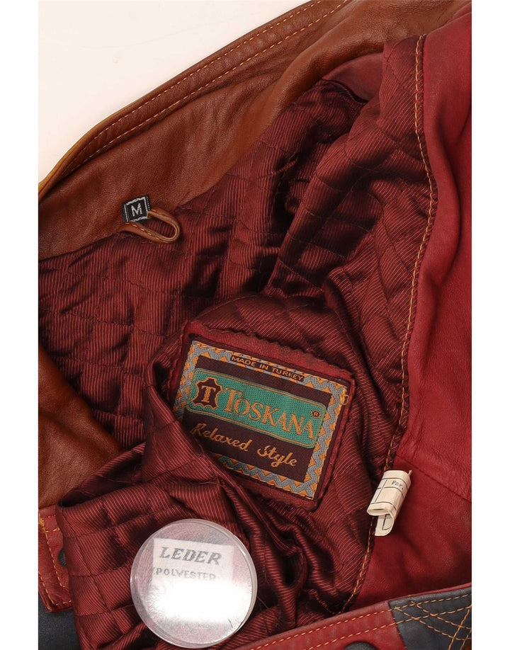 Toskana Chaqueta de cuero para hombre ES 38 Cuero color block rojo mediano