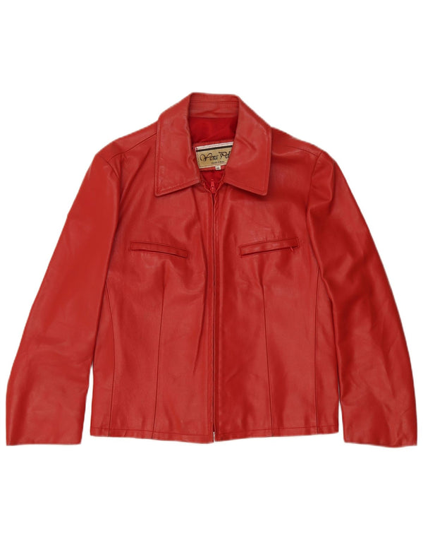 Chaqueta de cuero vintage para mujer IT 48 XL cuero rojo