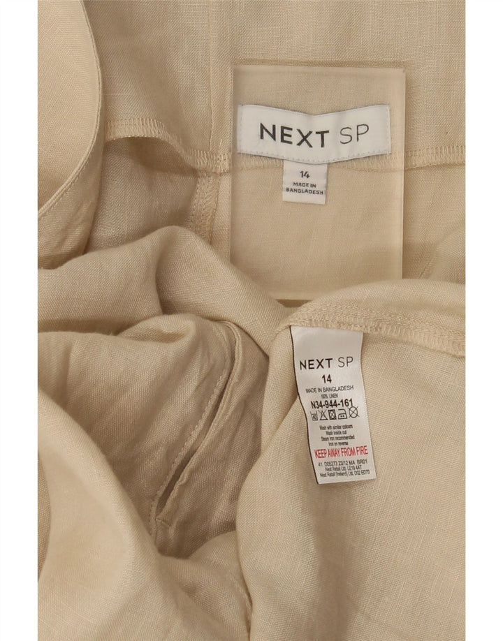 Next Vestido recto sin mangas para mujer UK 44 Large Beige Linen