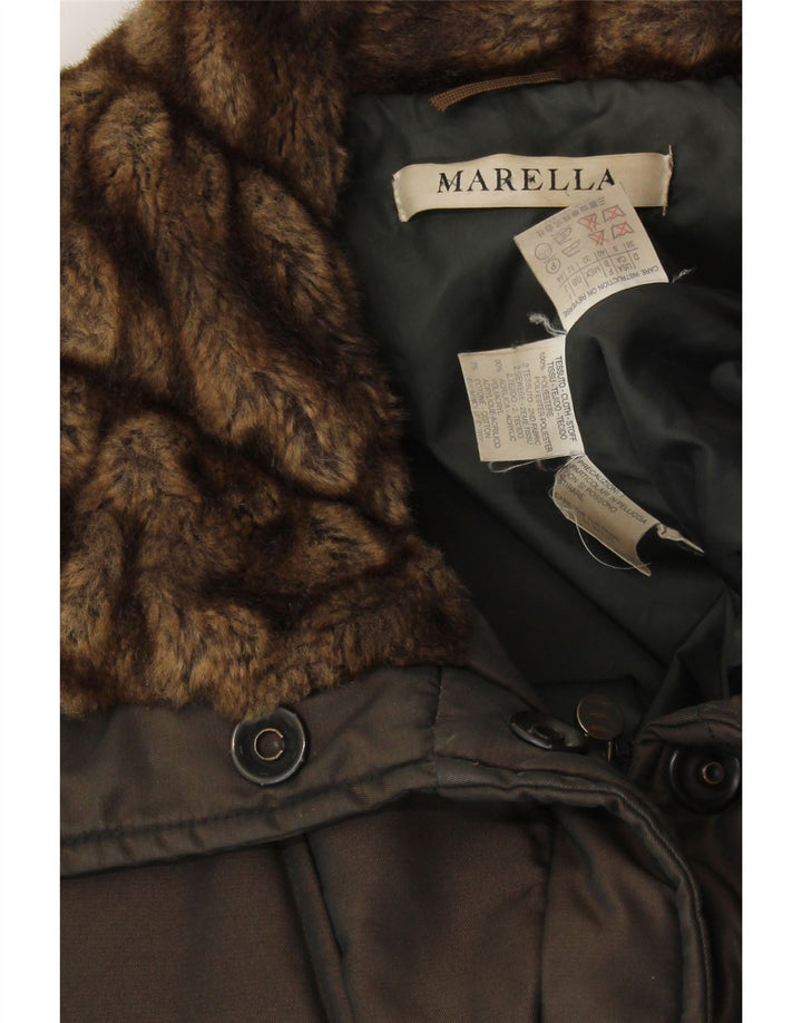 MARELLA Abrigo acolchado para mujer UK 42 Poliéster marrón medio
