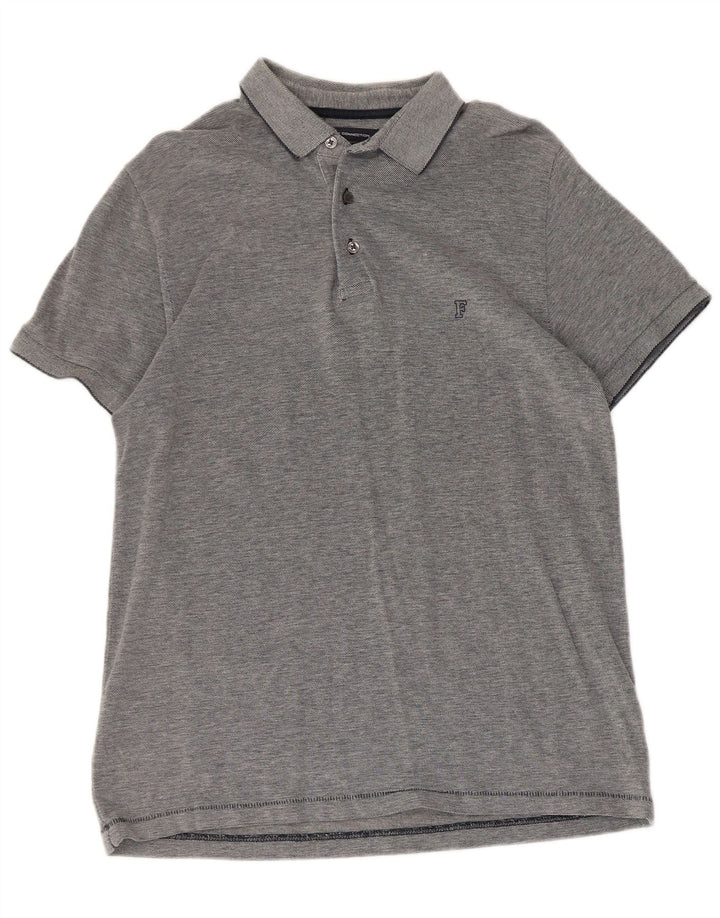 French Connection Polo ajustado para hombre de algodón moteado gris grande
