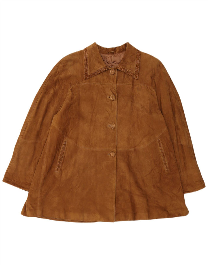 GERMAN'S Abrigo de ante extragrande para mujer EU 44 XL Estampado animal marrón