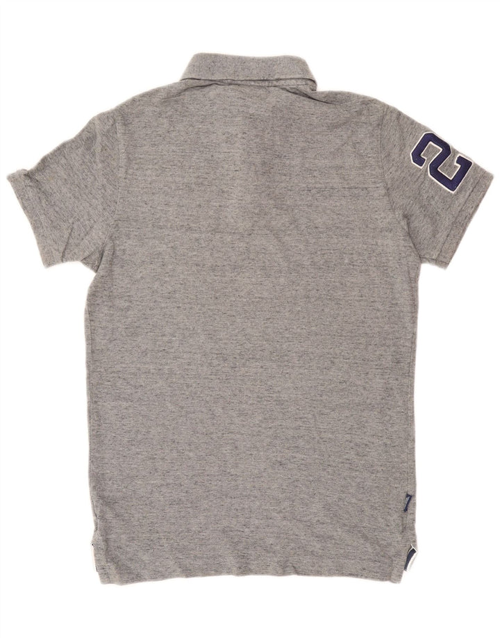 Superdry Polo gráfico de algodón moteado en gris medio para hombre