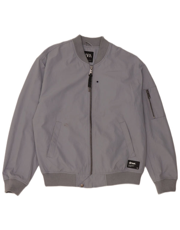 Zara Hombre Cazadora Bomber ES 38 Poliéster Gris Medio