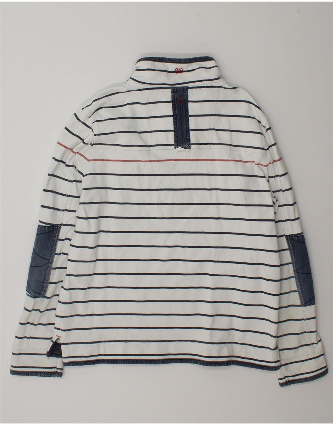 Sudadera con capucha y cuello con cremallera para hombre de Fat Face, jersey grande de algodón a rayas blancas