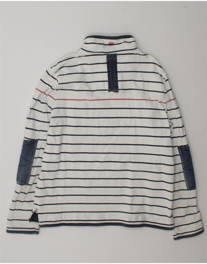Sudadera con capucha y cuello con cremallera para hombre de Fat Face, jersey grande de algodón a rayas blancas