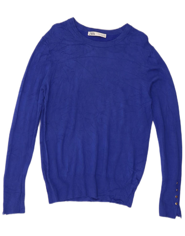 Zara Mujer Jersey De Cuello Barco Jersey UK 40 XL Azul