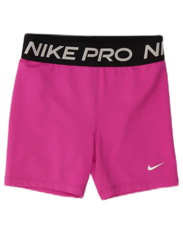 NIKE Pantalones cortos deportivos Dri Fit Graphic para niñas 13-14 años XL Bloque de color rosa