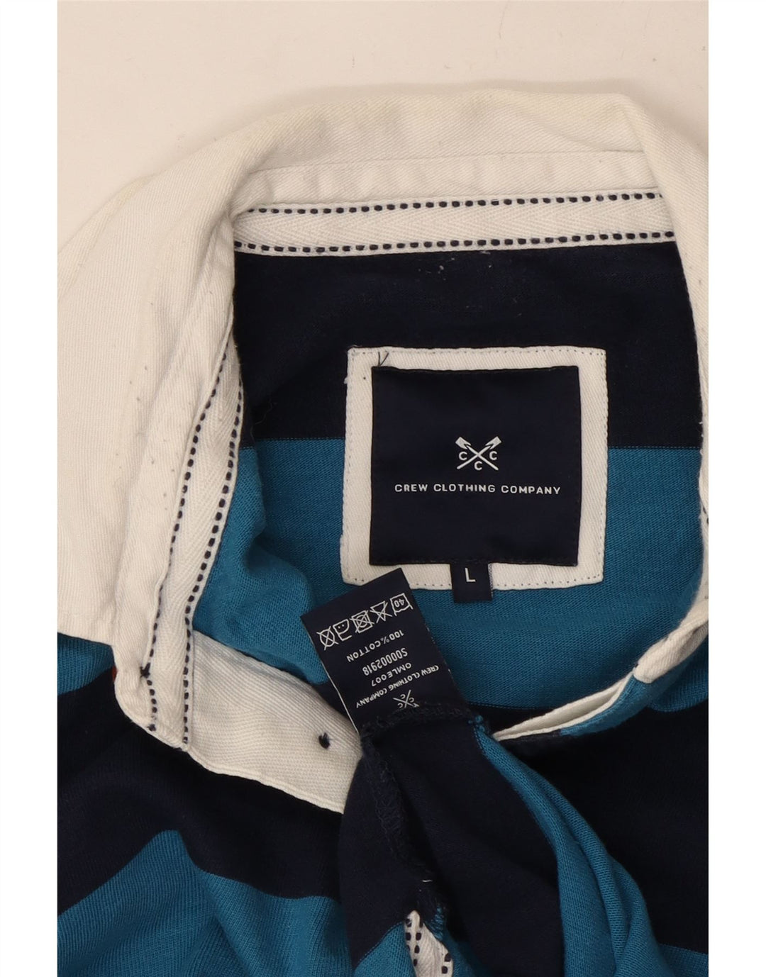 CREW CLOTHING Polo de rugby gráfico para hombre grande azul marino a rayas