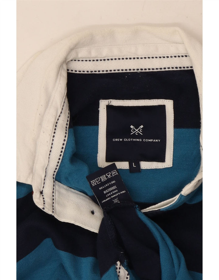 CREW CLOTHING Polo de rugby gráfico para hombre grande azul marino a rayas