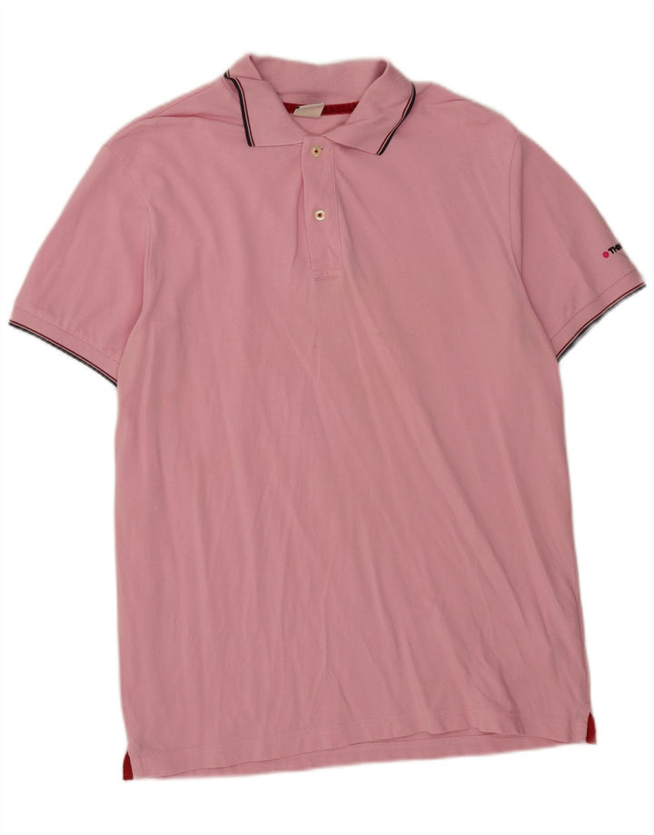 Think Pink Polo para hombre de algodón rosa grande