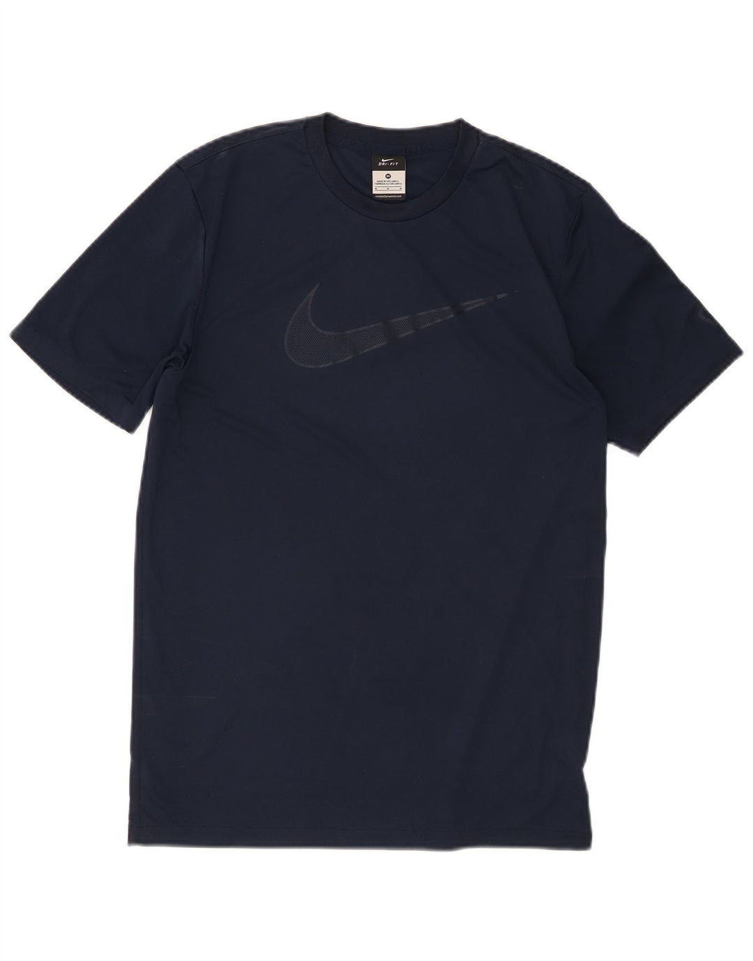 NIKE Mens Dri Fit Graphic T-Shirt Top Medium Navy Blue Polyester