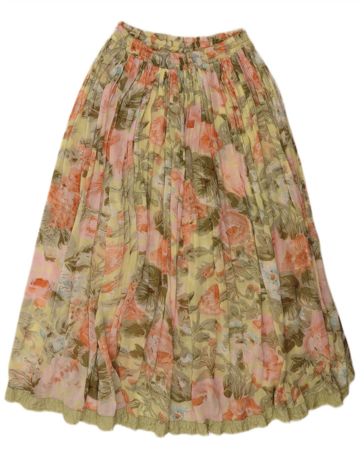 Vintage mujer falda plisada W26 pequeño verde floral